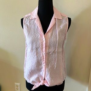 Tommy Bahama, pink/white striped, linen, XS, EUC, worn only a few times.